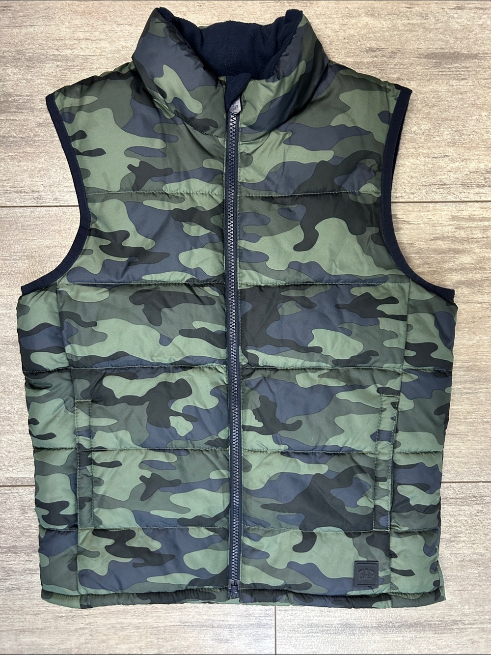GAP Kids Green Camo Puffer Vest